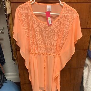 Orange Sheer Lace Cover Up